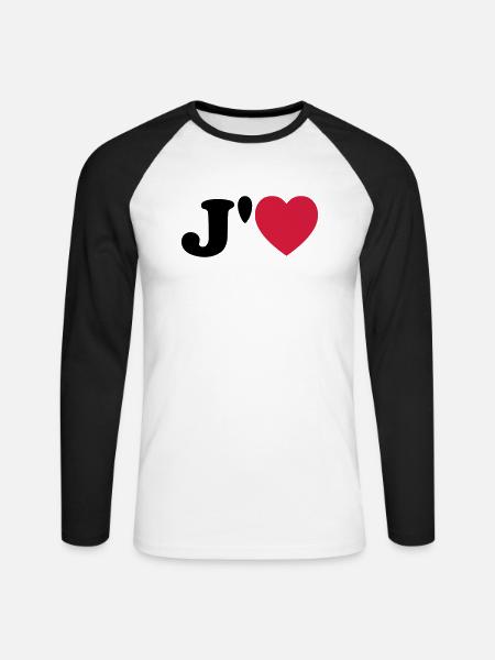 j aime - Unisex Baseballshirt langarm - Weiß/Schwarz