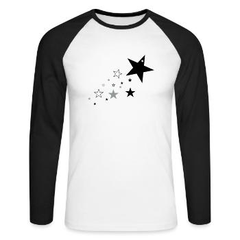 Sterne 1 - Unisex Baseballshirt langarm - Weiß/Schwarz - Vorne - Nik (191cm)