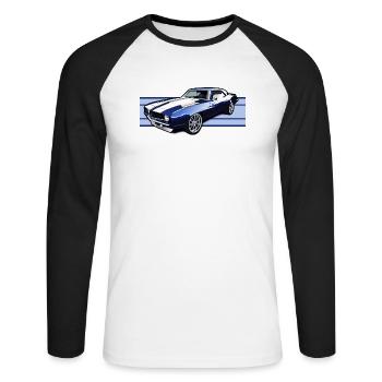 Sports car - Unisex Long Sleeve Baseball T-Shirt - white/black - Front - Nik (191cm)