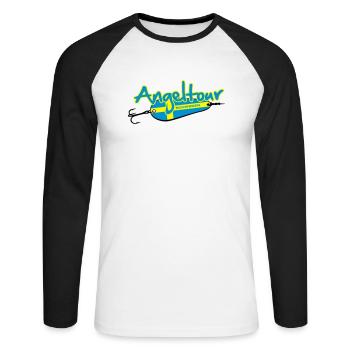 angeltour_schweden_3c - Unisex Baseballshirt langarm - Weiß/Schwarz - Vorne - Nik (191cm)
