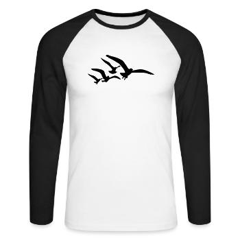 Goéland mouette - T-shirt baseball manches longues Homme - blanc/noir - Devant - Nik (191cm)