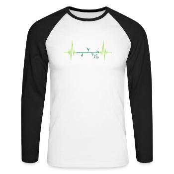 silhouette de plante de fréquence cardiaque pulsation bambou - T-shirt baseball manches longues Homme - blanc/noir - Devant - Nik (191cm)