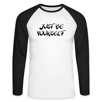 Just be yourself - Unisex Long Sleeve Baseball T-Shirt - white/black - Front - Nik (191cm)