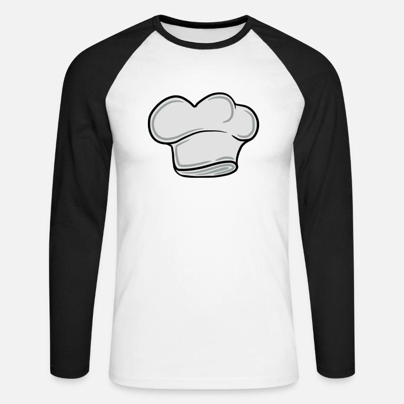 Chefkoch Lustig Smiley Mustache Bart - Unisex Baseballshirt langarm - Weiß/Schwarz