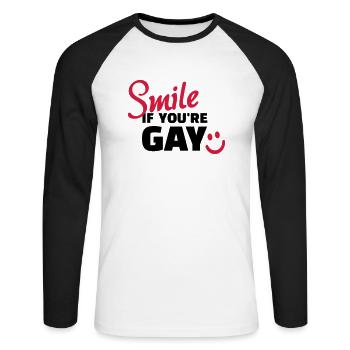 Schwul - Unisex Baseballshirt langarm - Weiß/Schwarz - Vorne - Nik (191cm)