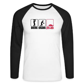 Evolution Hangover Drink Drank Drunk - Unisex Baseballshirt langarm - Weiß/Schwarz - Vorne - Nik (191cm)