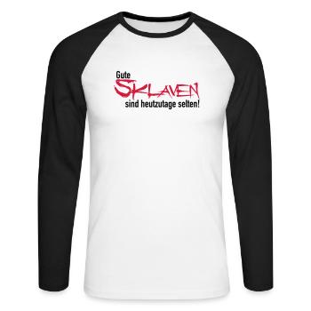 Gute Sklaven - Unisex Baseballshirt langarm - Weiß/Schwarz - Vorne - Nik (191cm)