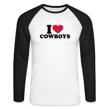 Cowboy - Unisex Baseballshirt langarm - Weiß/Schwarz - Vorne - Nik (191cm)
