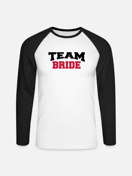 Team Bride - T-shirt baseball manches longues Homme - blanc/noir