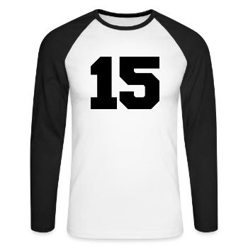 15 - Unisex Baseballshirt langarm - Weiß/Schwarz - Vorne - Nik (191cm)
