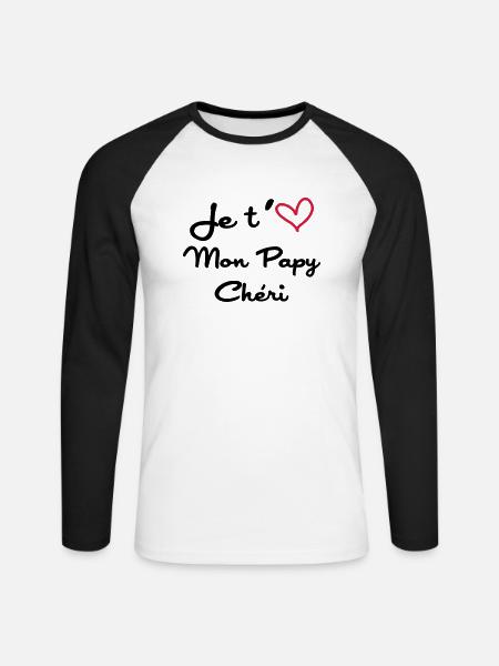 Papy Chéri / Grand-Père / Naissance / Bébé - Unisex Long Sleeve Baseball T-Shirt - white/black