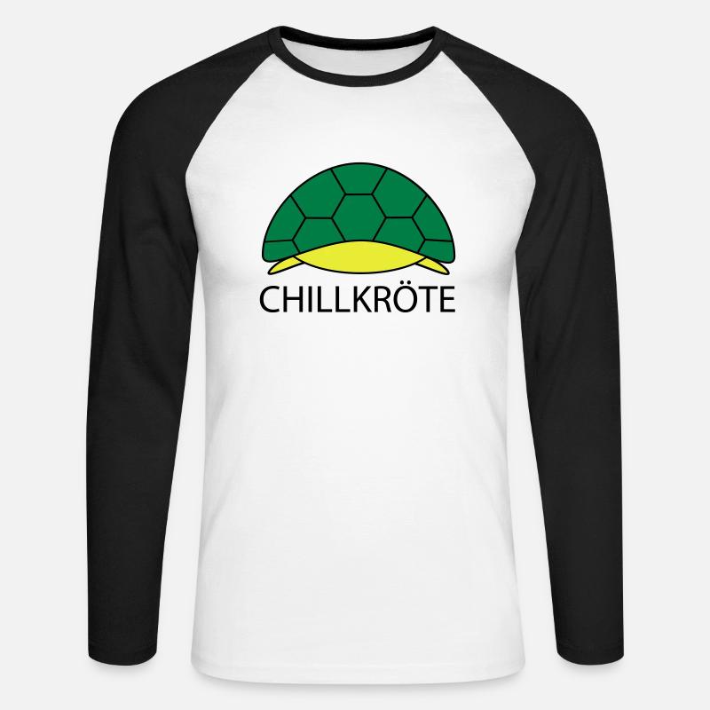 Schildkröte hängt ab - Unisex Baseballshirt langarm - Weiß/Schwarz