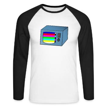TV Fernseher Fernsehen mit Störung - Unisex Baseballshirt langarm - Weiß/Schwarz - Vorne - Nik (191cm)
