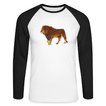 Lion - T-shirt baseball manches longues Homme - blanc/noir - Devant - Nik (191cm)