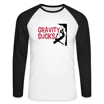 gravity sucks climb gefaehrlich logo design lus - Unisex Long Sleeve Baseball T-Shirt - white/black - Front - Nik (191cm)