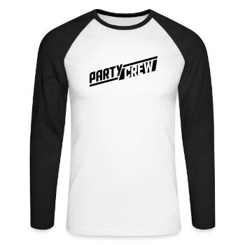 cool logo party crew amis équipe crew club design - T-shirt baseball manches longues Homme - blanc/noir - Devant - Nik (191cm)