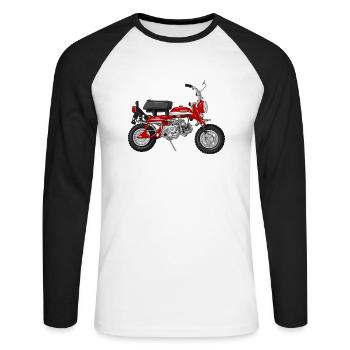 Monkey Z50A DE | candy ruby red - Unisex Baseballshirt langarm - Weiß/Schwarz - Vorne - Nik (191cm)