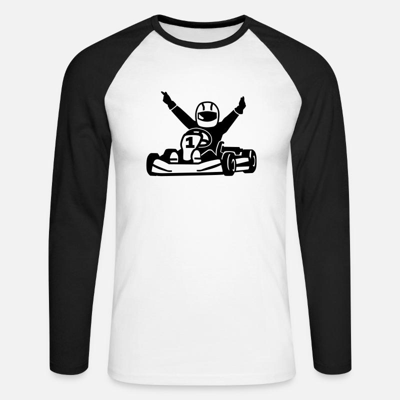 Kart - Unisex Baseballshirt langarm - Weiß/Schwarz