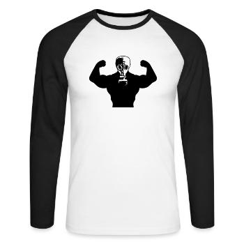 Muscles Body Builders masque à gaz Protection conc - T-shirt baseball manches longues Homme - blanc/noir - Devant - Nik (191cm)