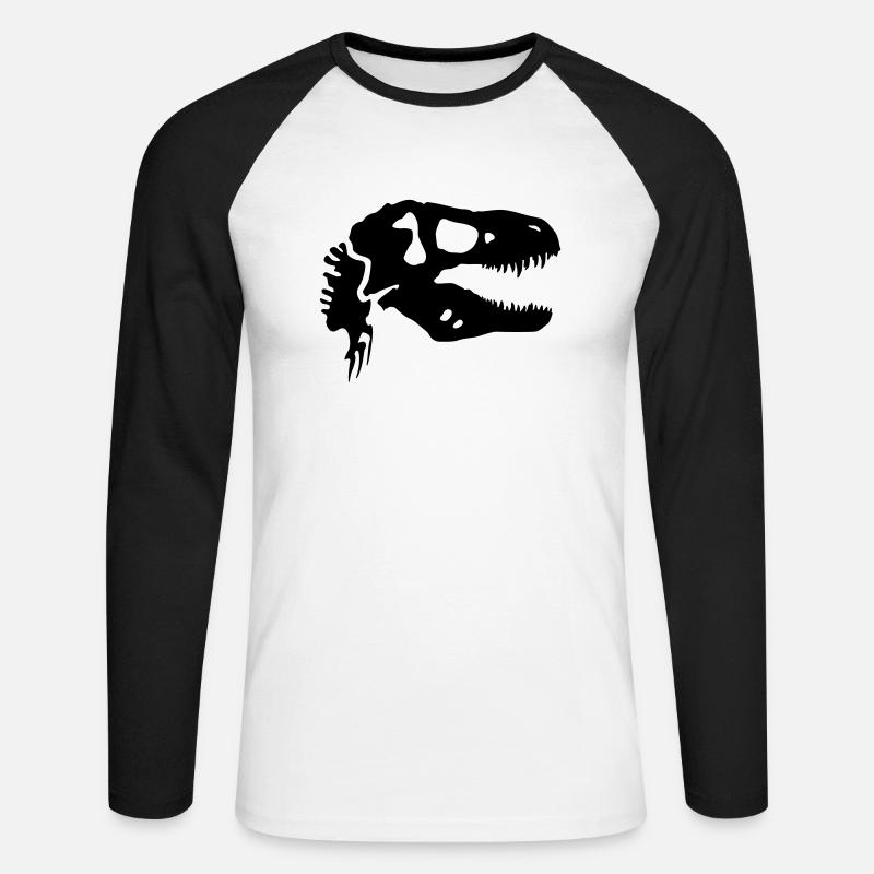 trex - Unisex Baseballshirt langarm - Weiß/Schwarz
