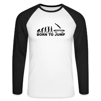 Trampolin - Unisex Baseballshirt langarm - Weiß/Schwarz - Vorne - Nik (191cm)