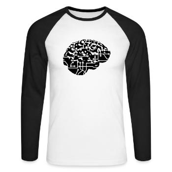 cyborg gehirn maschine computer science fiction mi - Unisex Baseballshirt langarm - Weiß/Schwarz - Vorne - Nik (191cm)