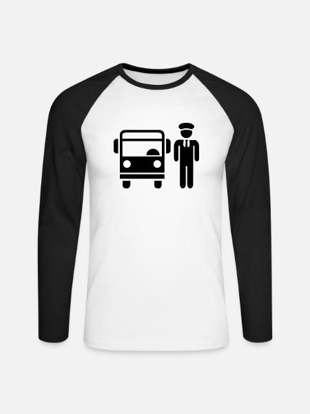 Busfahrer - Unisex Baseballshirt langarm - Weiß/Schwarz