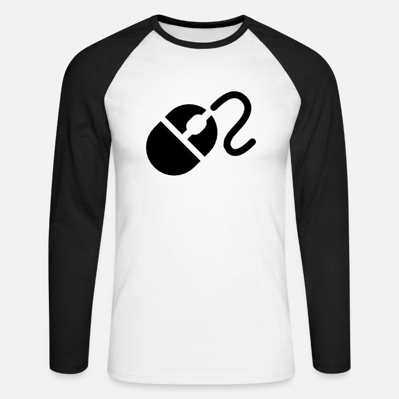 Computer Mouse - Unisex Long Sleeve Baseball T-Shirt - white/black