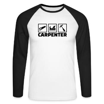 Charpentier - T-shirt baseball manches longues Homme - blanc/noir - Devant - Nik (191cm)