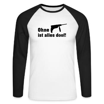 ohne bohrmaschine - Unisex Baseballshirt langarm - Weiß/Schwarz - Vorne - Nik (191cm)