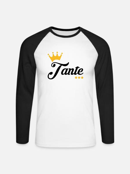 onkel / tante / aunty / fetter - Langermet baseball-skjorte for menn - hvit/svart