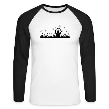 Menschen - Konzert Festival - Unisex Baseballshirt langarm - Weiß/Schwarz - Vorne - Nik (191cm)
