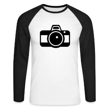 Caméra - T-shirt baseball manches longues Homme - blanc/noir - Devant - Nik (191cm)