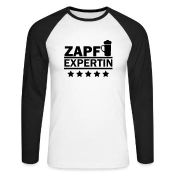 zapf expertin - Unisex Baseballshirt langarm - Weiß/Schwarz - Vorne - Nik (191cm)