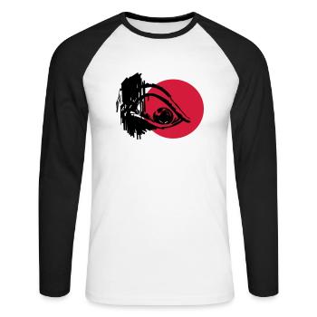Evil Eye - Art Design - T-shirt baseball manches longues Homme - blanc/noir - Devant - Nik (191cm)