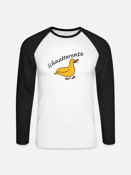 Schnatterente - Unisex Baseballshirt langarm - Weiß/Schwarz