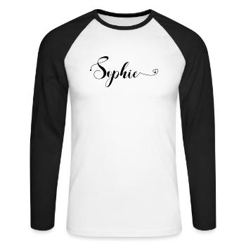 sophie - Unisex Baseballshirt langarm - Weiß/Schwarz - Vorne - Nik (191cm)