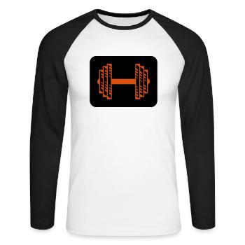 hantel - Unisex Baseballshirt langarm - Weiß/Schwarz - Vorne - Nik (191cm)