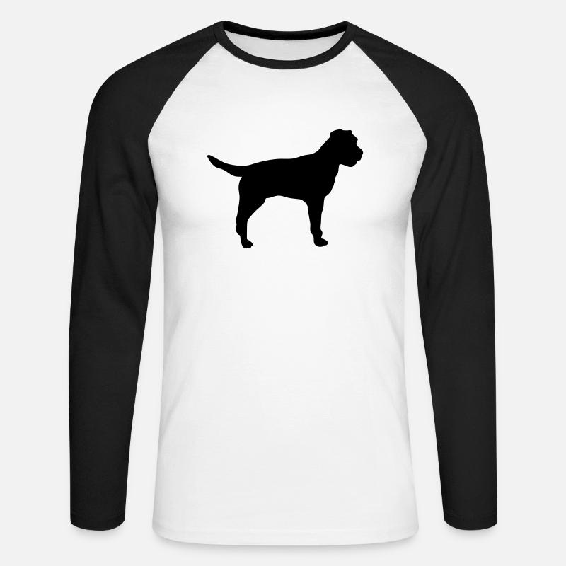 Border Terrier - Unisex Baseballshirt langarm - Weiß/Schwarz