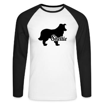 Shetland Sheepdog - Unisex Long Sleeve Baseball T-Shirt - white/black - Front - Nik (191cm)
