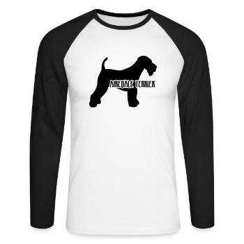 Airedale Terrier - T-shirt baseball manches longues Homme - blanc/noir - Devant - Nik (191cm)