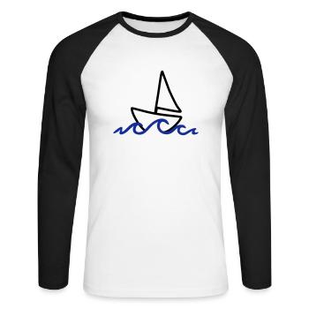 Sailing, Sailboat and waves - Unisex Long Sleeve Baseball T-Shirt - white/black - Front - Nik (191cm)