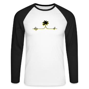 palme puls - Unisex Baseballshirt langarm - Weiß/Schwarz - Vorne - Nik (191cm)