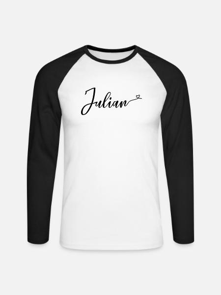 julian - Unisex Baseballshirt langarm - Weiß/Schwarz