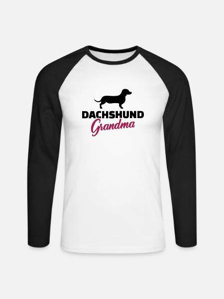 Dackel - Unisex Baseballshirt langarm - Weiß/Schwarz