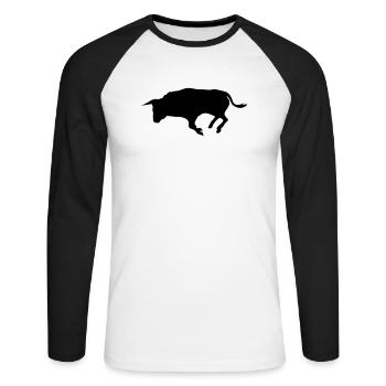 stier - Unisex Baseballshirt langarm - Weiß/Schwarz - Vorne - Nik (191cm)