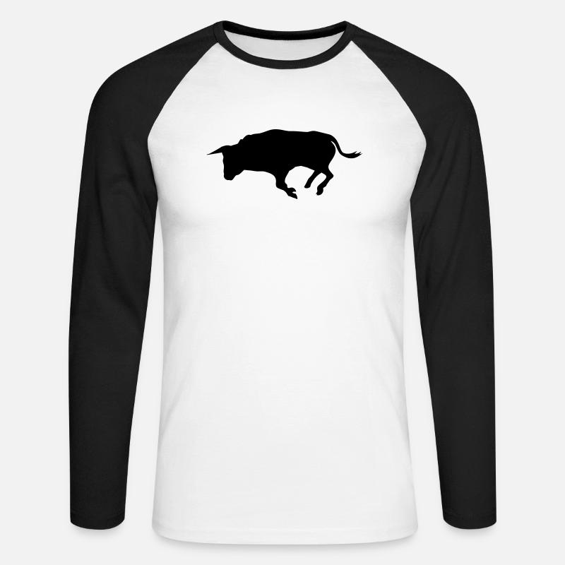 stier - Unisex Baseballshirt langarm - Weiß/Schwarz