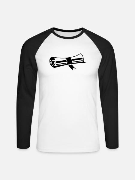 diploma - Unisex Long Sleeve Baseball T-Shirt - white/black