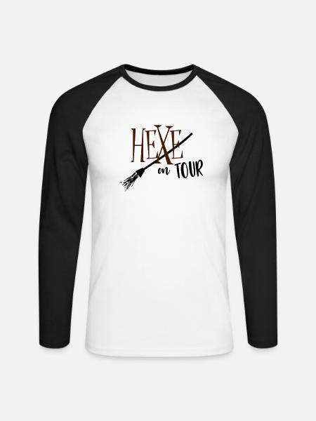 Hexe on Tour - Unisex Baseballshirt langarm - Weiß/Schwarz