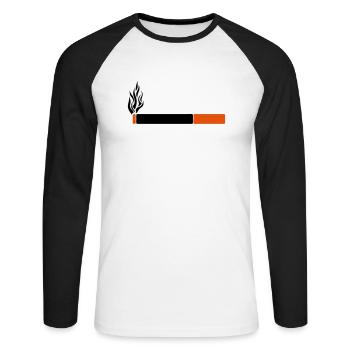 Zigarette Zigarette Zigarre Symbol ikone - Unisex Baseballshirt langarm - Weiß/Schwarz - Vorne - Nik (191cm)